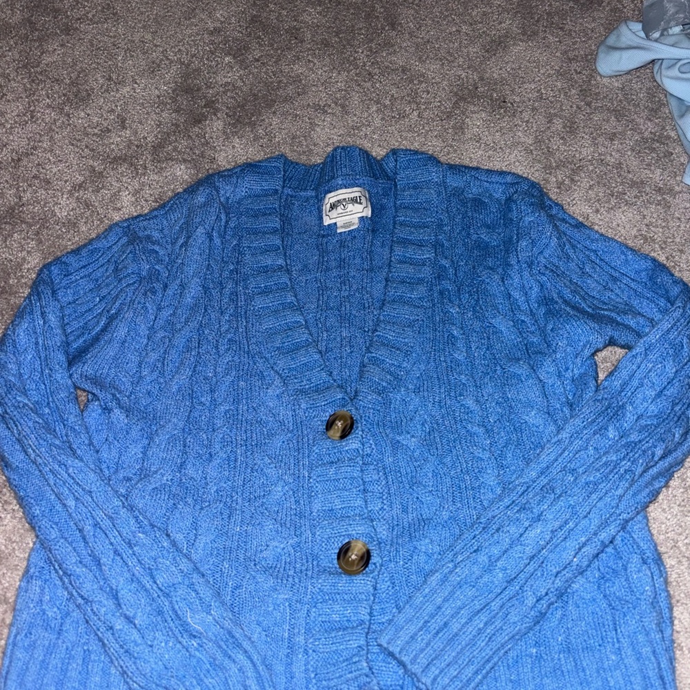 American Eagle Outfitters Blue Cardigan Sweater